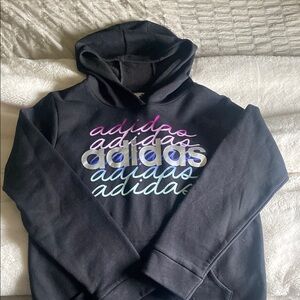 Adidas Black Hoodie with Multicolor Logo